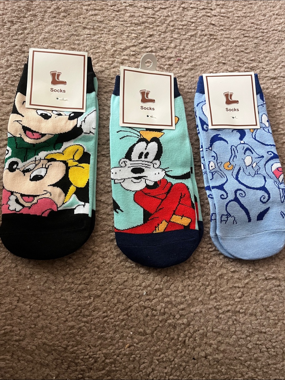 Disney Low-Cut Character Socks - Mint, Light Blue, Black (3-Pack)
